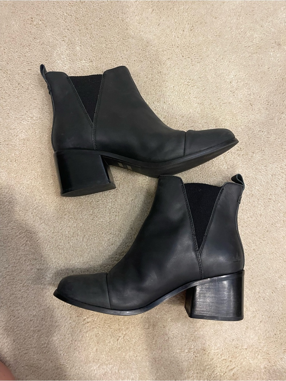 Toms Black Leather Chelsea Ankle Boots for Women